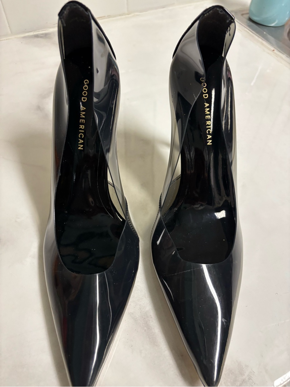 Good American Black Patent Pointed Toe Heels - Picture 5 of 7